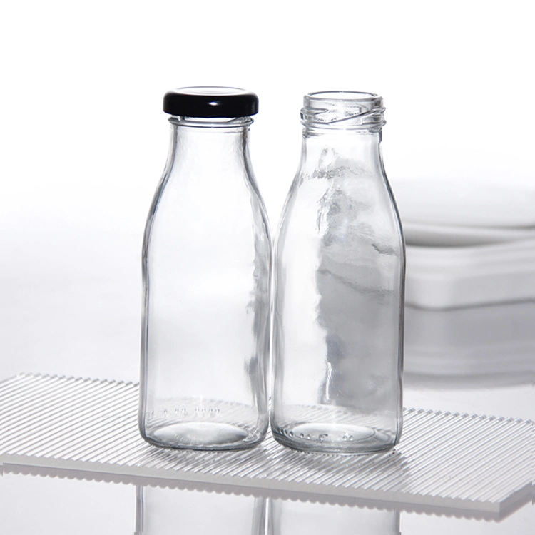 200ml 250ml 500ml 1000ml Large Capacity Milk Tea Bottle Glass with Metal Lid