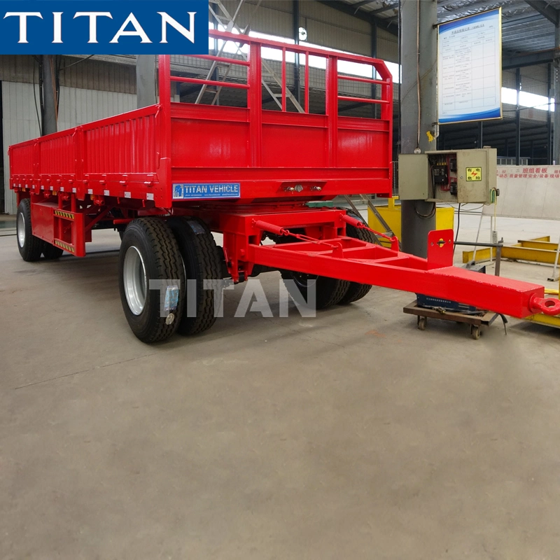Titan 2 Clôture 20/40 ft plein d'essieu Lowbed/chargeur bas la paroi latérale du véhicule d'attelage pétrolier conteneur squelette semi-remorque de camion à plat pour la vente avec panneau latéral