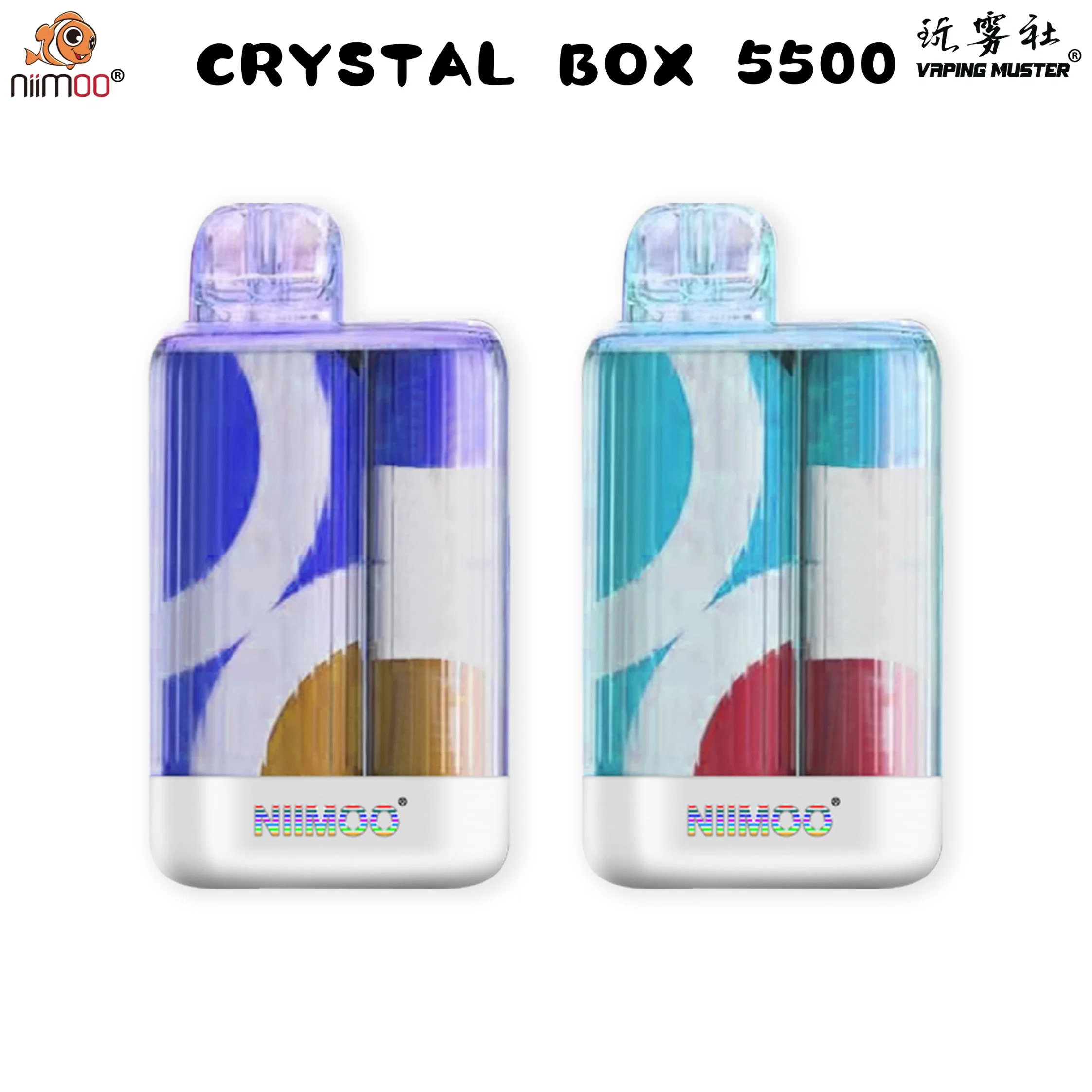 Niimoo Crystal Box 5500 Wholesale/Supplier Disposable/Chargeable Vape Wholesale/Supplier Electronic Cigarette 550mAh Cobalt Battery Type C