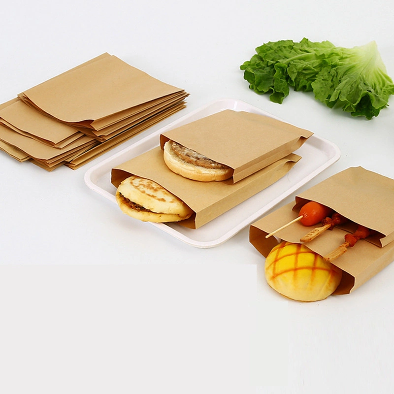 Customized Printed Recyclable Shopping Bread Bakery Cafe Food Grade Kraft Paper Bag