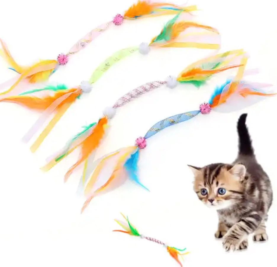 Factory Direct Sales Multi Color Long Tube Interactive Cat Feather Toy