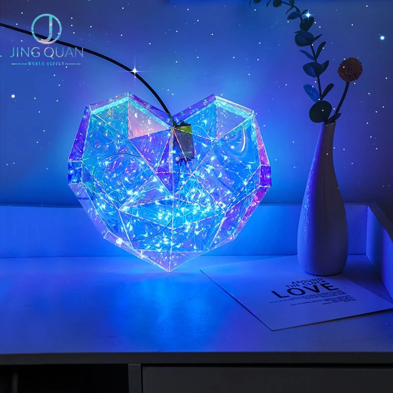 Diamond Heart Art Motif Lights LED Festive Decoration Indoor Valentine's Day 2023 Gifts Ideas Trending Product 3D Color Lamp