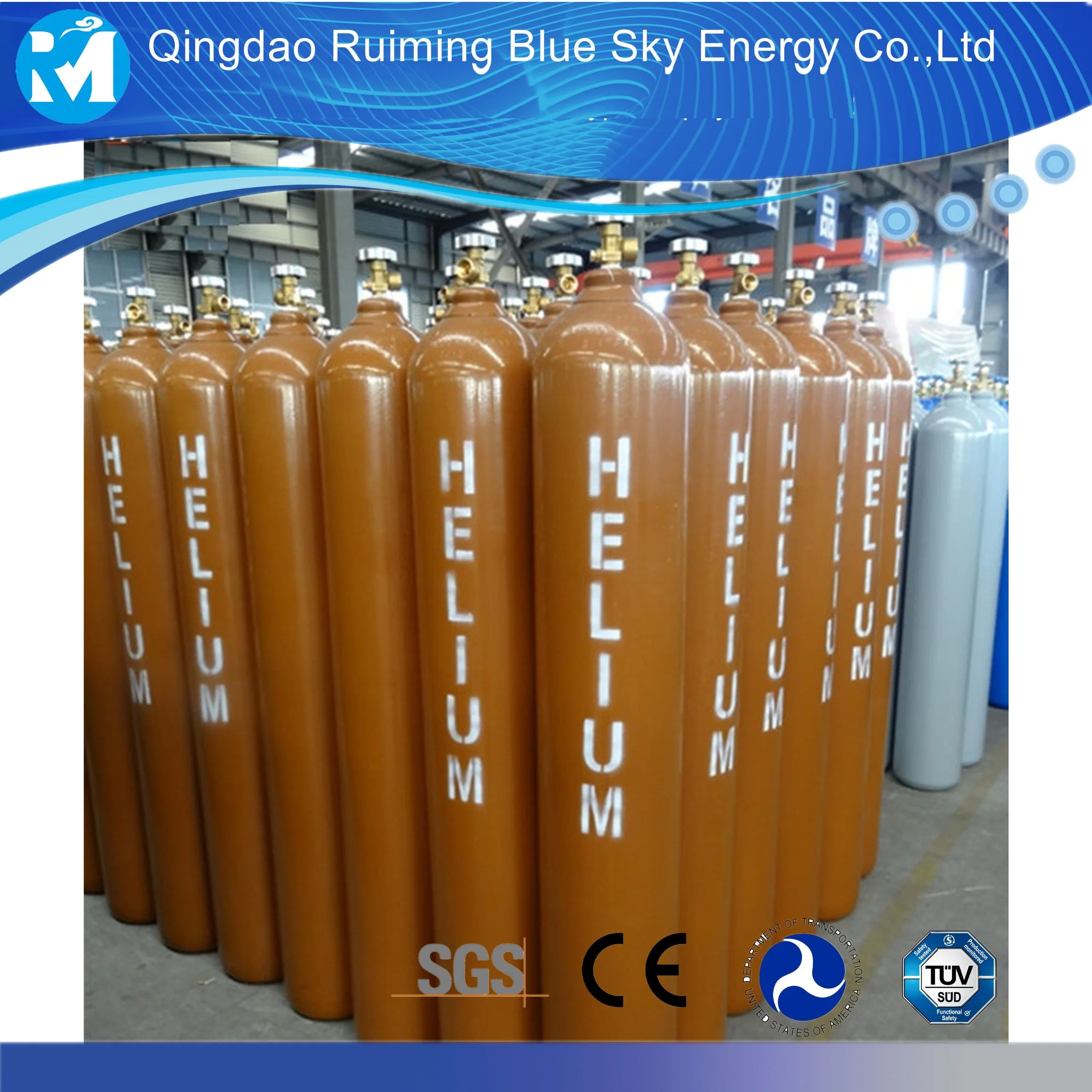 Industrial Pure Air Grade RM Cylinders 40L-50L Cylinder Helium Gas