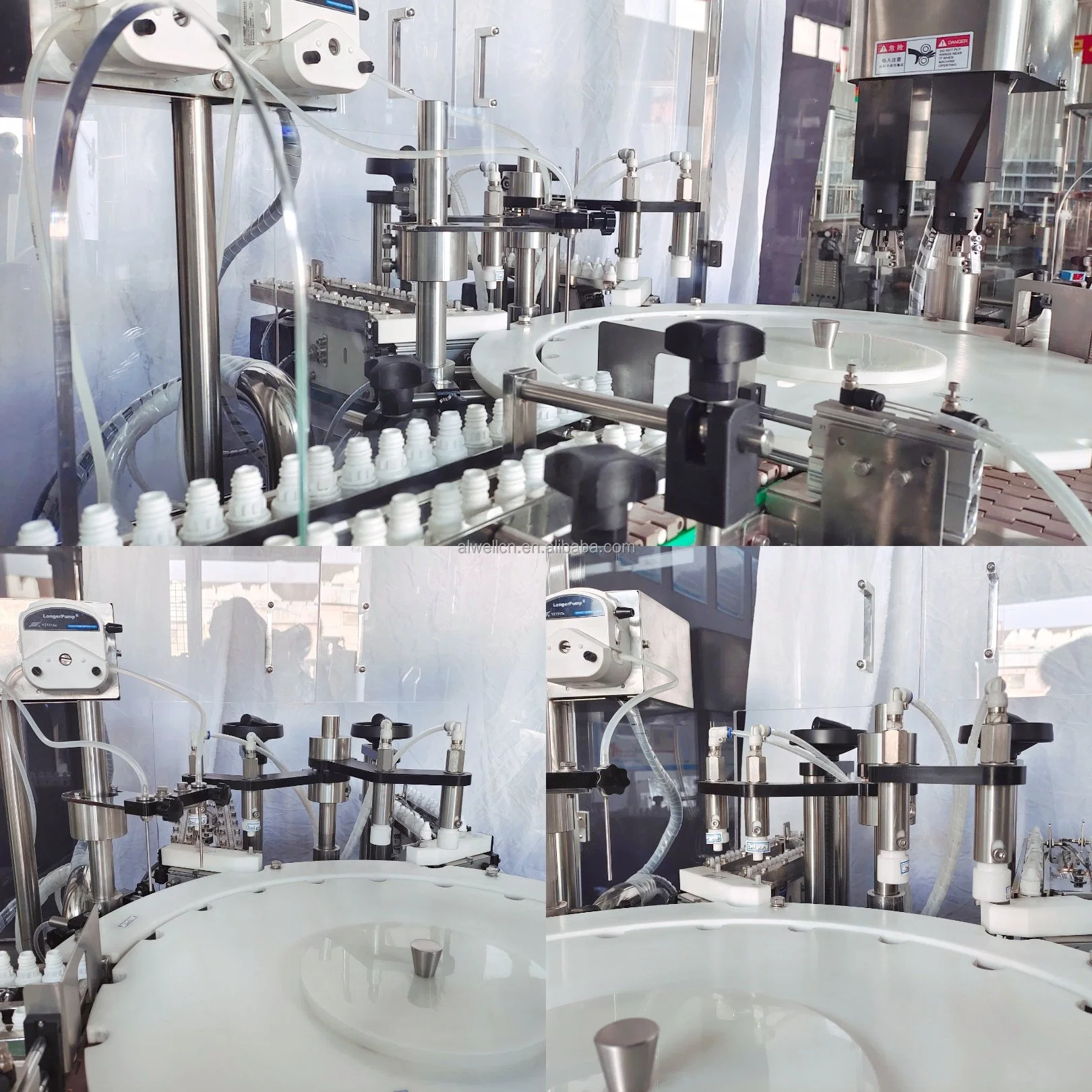 Automatische Rotationslinie 10ml 60ml eliquid Eye Drop Fill Produktionslinie Ätherisches Öl Flasche Füll Maschine Testrohr Fläschchen Flaschenfüllung Verschließmaschine und Etikettiermaschine