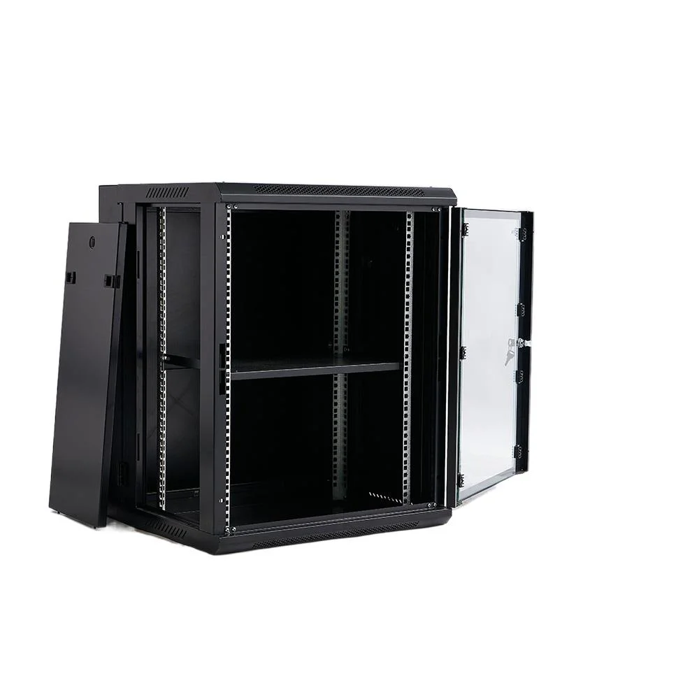 Double Section Rear Opening 15u Wall Mount Network Server Rack 19 Inch Cabinet Enclosure Glass Door