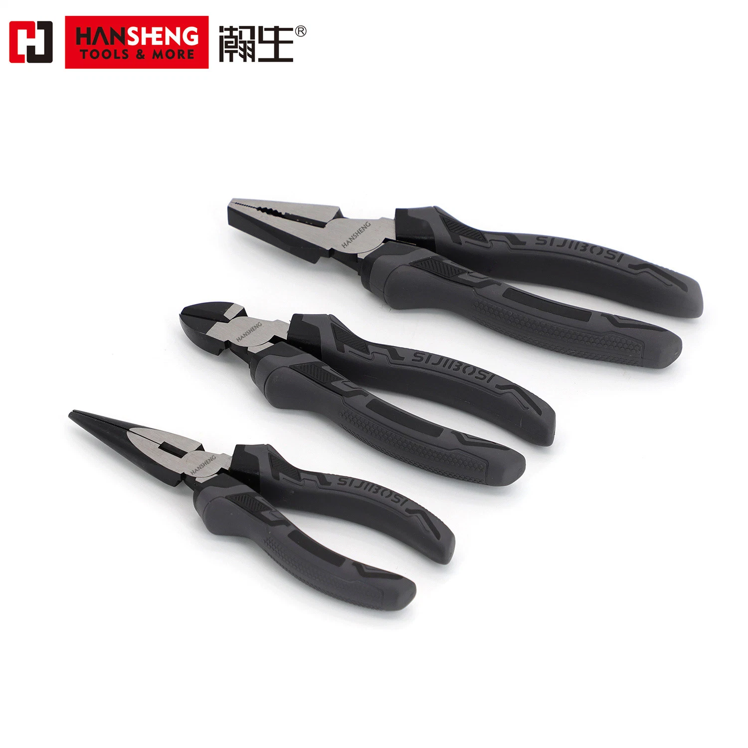 6" 7", 8"Professional Combination Plier, Hand Tools, Hardware Tools, Made of CRV, Polished, PVC Handles, German Type, Long Nose Pliers