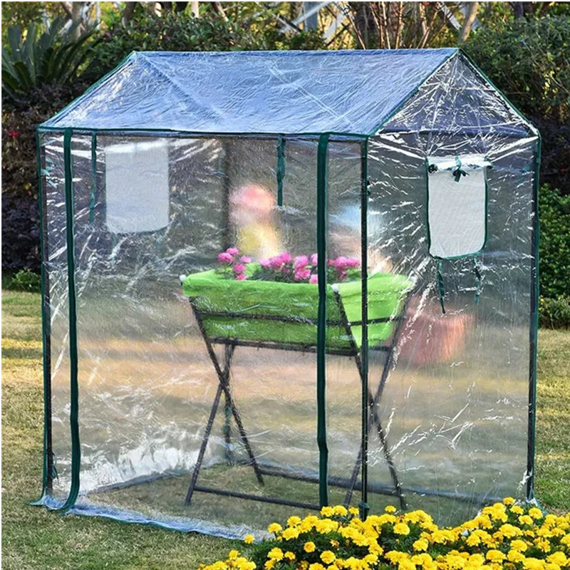 Mini Portable Garden Small Garden Greenhouse with 4 Tiers and Clear PVC Cover