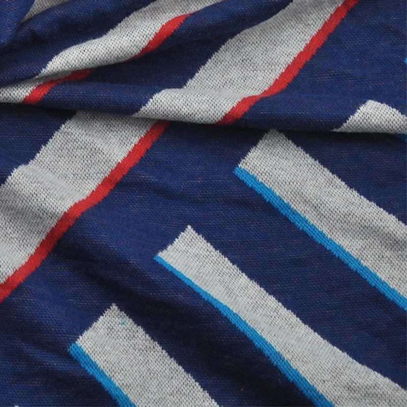 Stripe Single Side Organic 100 Cotton CVC Single Knitted Soft Soid Jacquard Fabric for Swearshirt