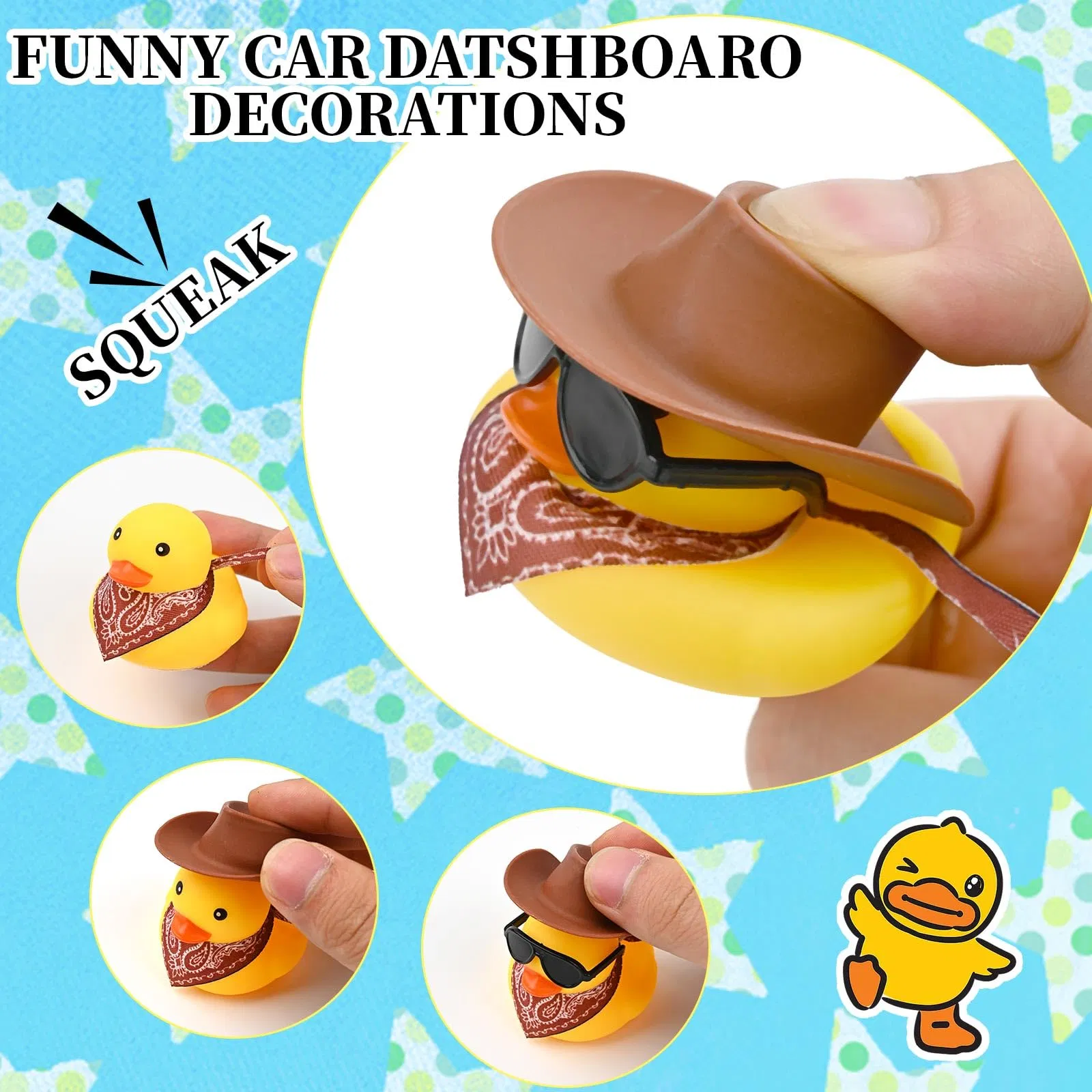 Hot Sale Cowboy Rubber Duck Including Mini Yellow Duckies Scarf Hat Toy