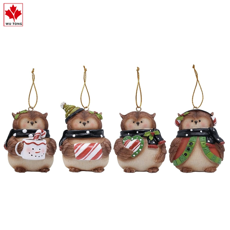 Funny Crafts Resin Painted Owl Hanging Ornament Christmas Ornament