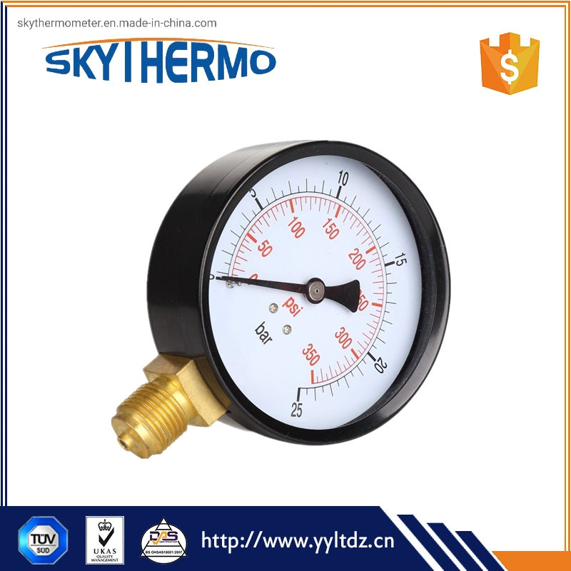 El caso de hierro de 100mm Conexión Inferior Manómetro indicador de presión de 0-10 bar Manómetro de tubo en U
