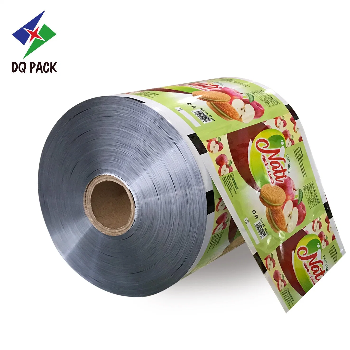 Dq Pack imprimé personnalisé de qualité alimentaire plastique stratifié aluminium personnalisé en plastique souple Rouleaux de film d'étanchéité de rouleaux de film plastique pour les emballages de biscuits sandwich