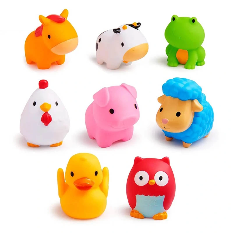 Promotional 6 PCS Farm Animal Safety Colorful Bath Baby Bathroom Children Toys Shower Gift Set Funny Bathing Room Set for Baby Kids