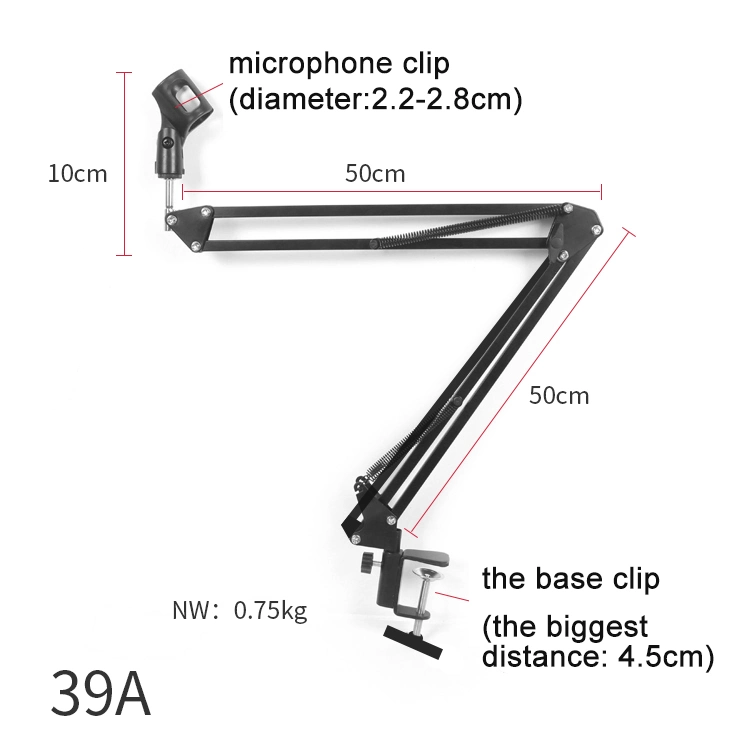 Barato Soporte de brazo de micrófono de mesa plegable portátil de micrófono de sobremesa clip de metal de soporte de micrófono