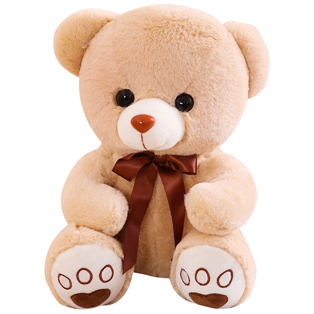 Stuffed Giant Plush Toy Animal with Brown Silk Ribbon Bow