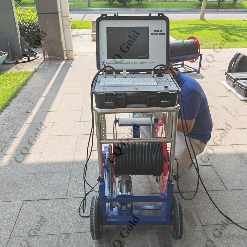 Caméra à puits haute résolution stockage vidéo USB caméra à trou inférieur automatique Vidéo en temps réel sur le fond de la caméra d'inspection de puits de treuil à enroulement de câble Appareil photo