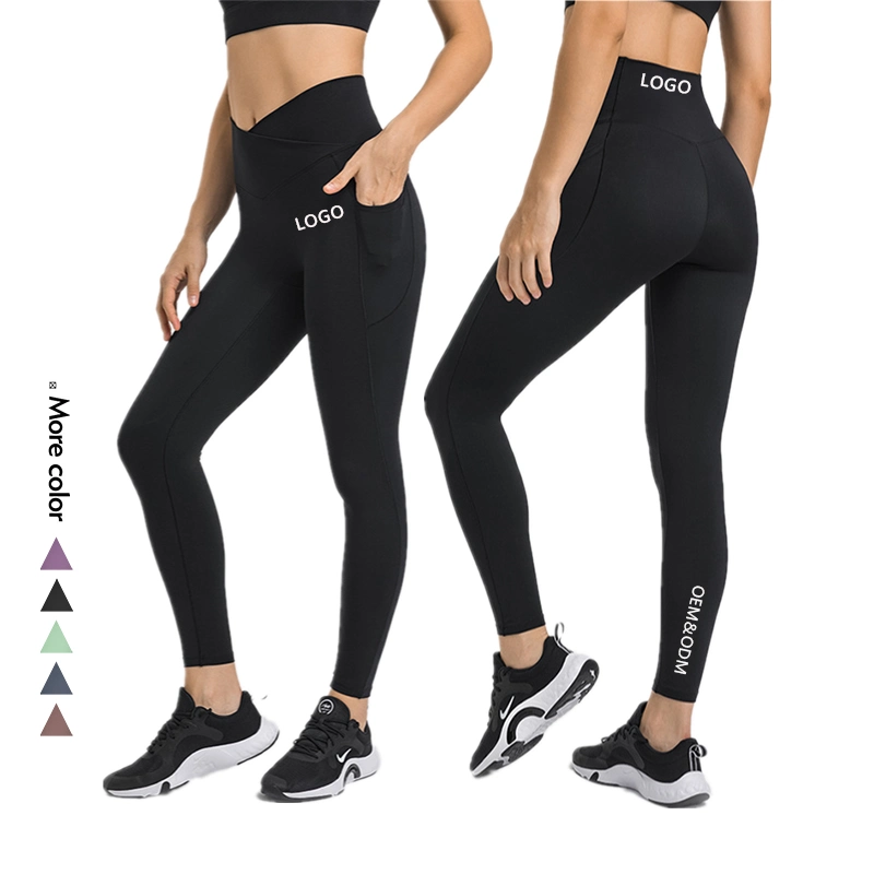 Mayorista Activewear Xsunwing personalizado de nylon spandex con cintura alta Legging de desgaste de un gimnasio deportivo la ejecución de pantalones de yoga polainas ropa de mujer