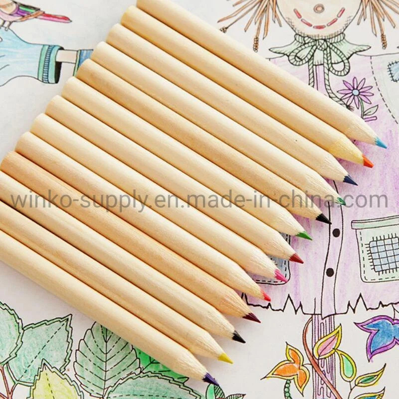 6 Assorted Color 3.5" Nature Wood Colored Pencil for Art Stationery