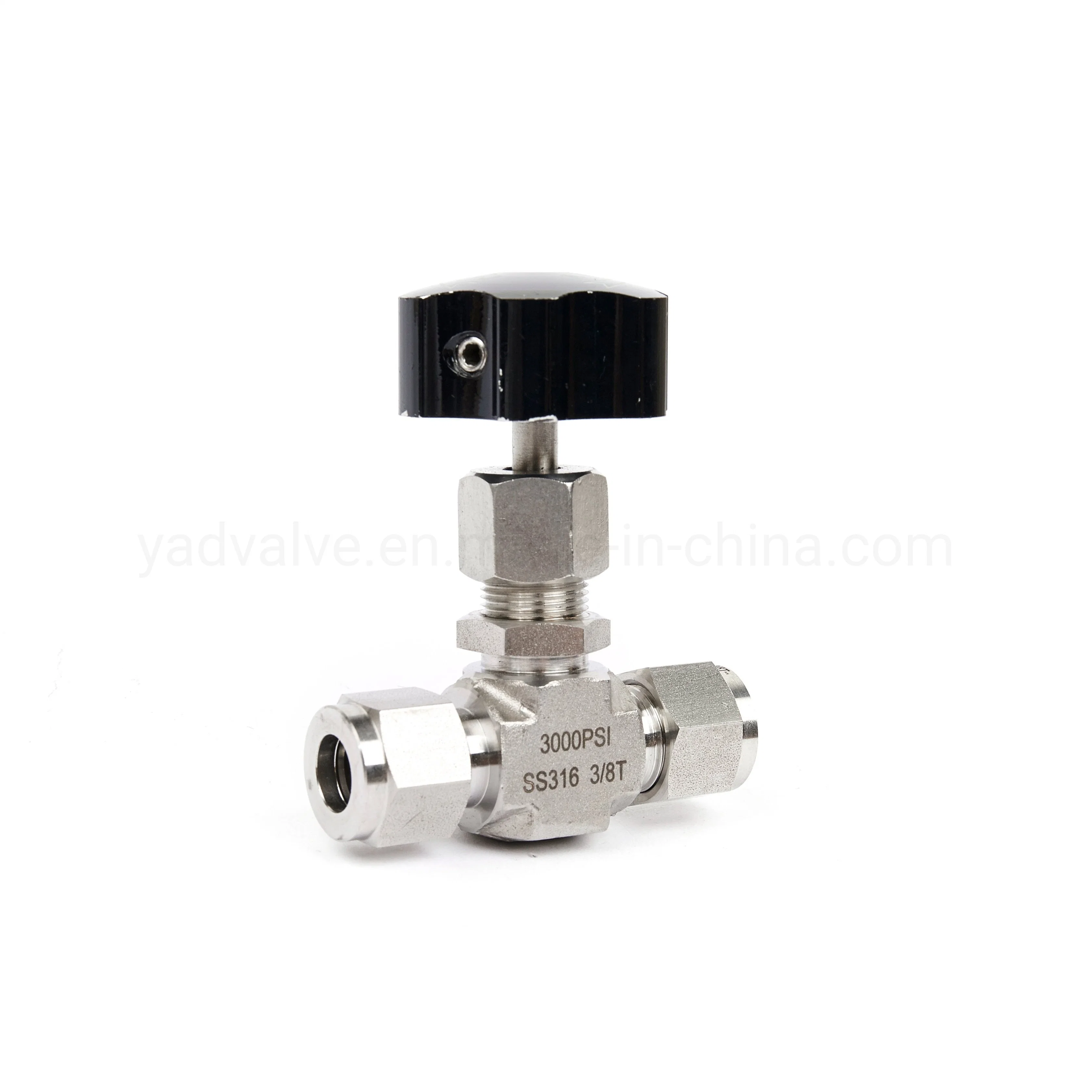 Stainless Steel Instrument 3000psi Straight Ferrule Type Compression Needle Valve for Water