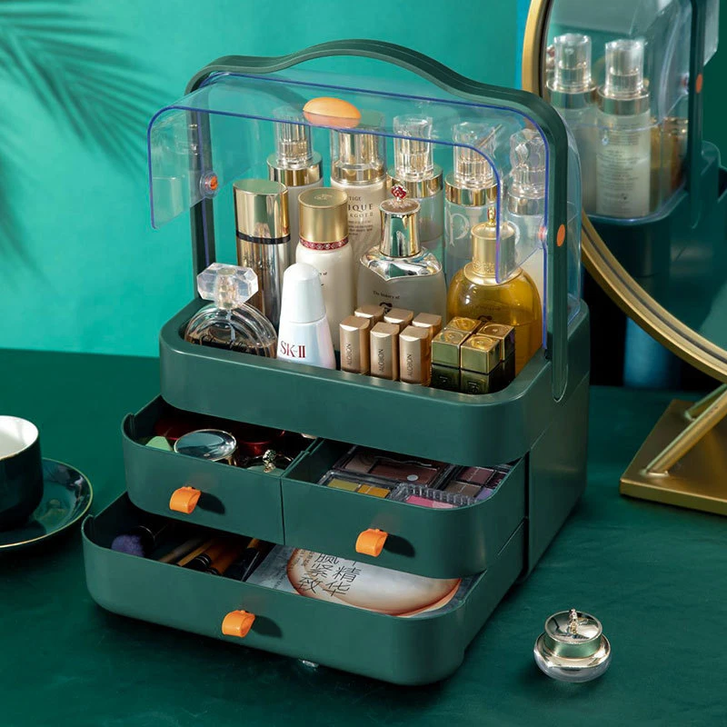 Caixa de Armazenamento de cosméticos tipo gaveta portátil à prova de produtos de cuidados da pele Escova Batom Dresser Desktop estantes acrílico