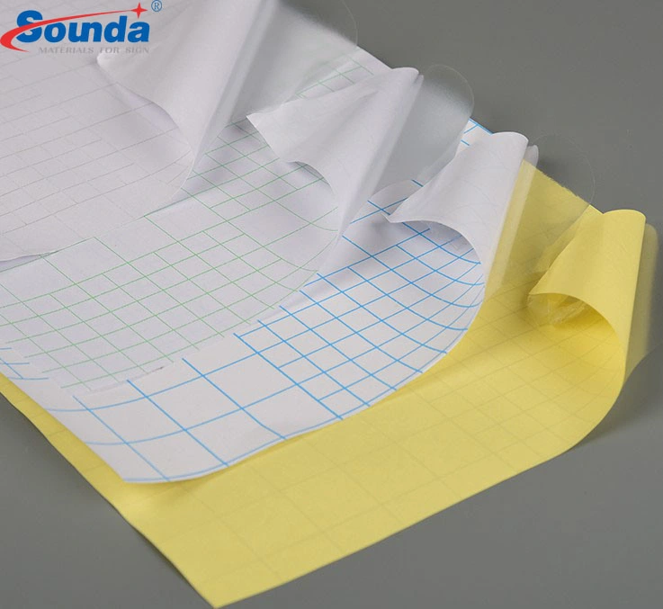 De doble cara PVC laminado en frío Fillm adhesivo transparente liberación de papel blanco