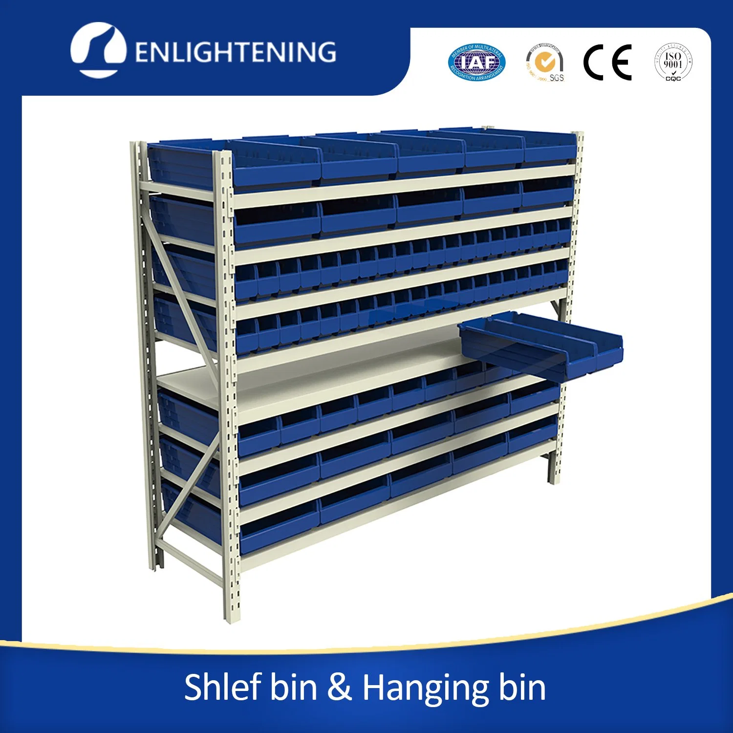 300*100*150mm High quality/High cost performance Deep Blue Customized Stackable Organizing Plastic Shelf Warehouse Storage Box/Bin/Container for Shelves