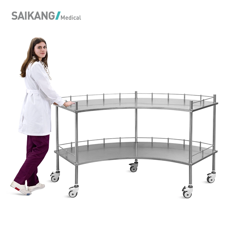 Skh005 Hospital Stainless Steel Medical Storage Instrument Trolley