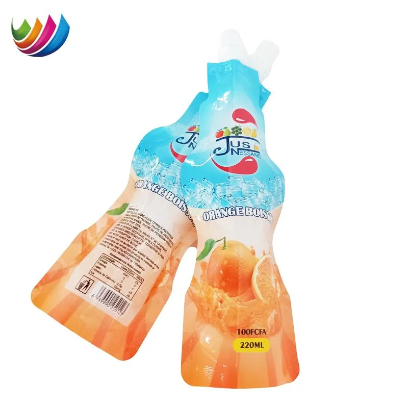 220ml Customized Spout Pouch Bags Special Shaped Fruit Juice Stand up Packing Bags