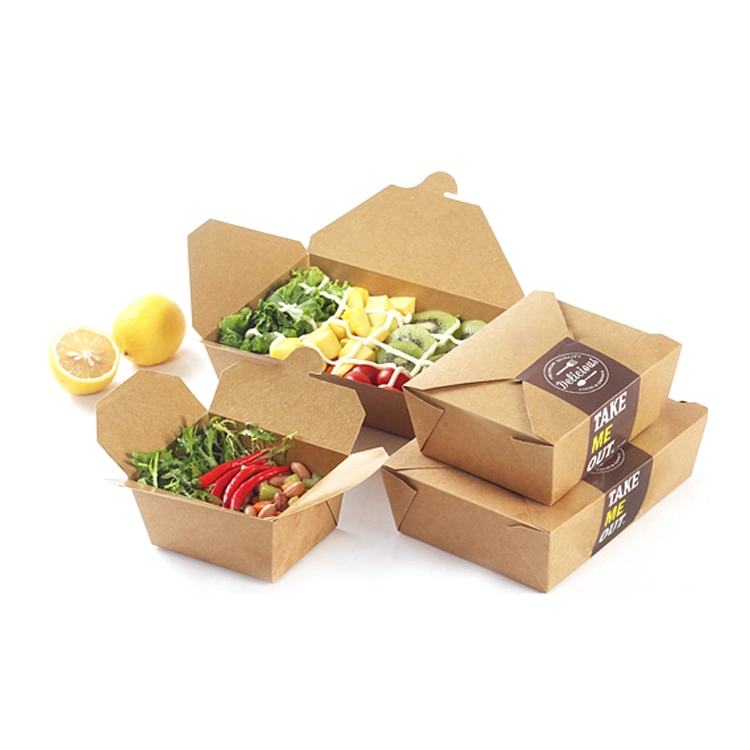 28oz 35oz 70oz Disposable take away food kraft paper lunch box for salad packaging