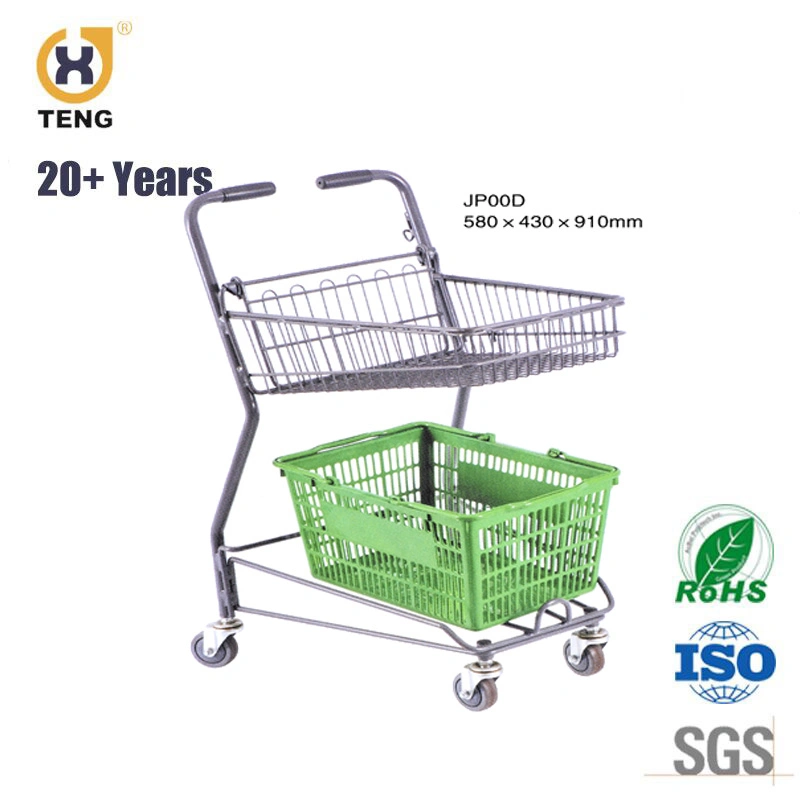 Japan Style Shopping Cart Plastic Basket Trolley Smart Cart for Supermarket