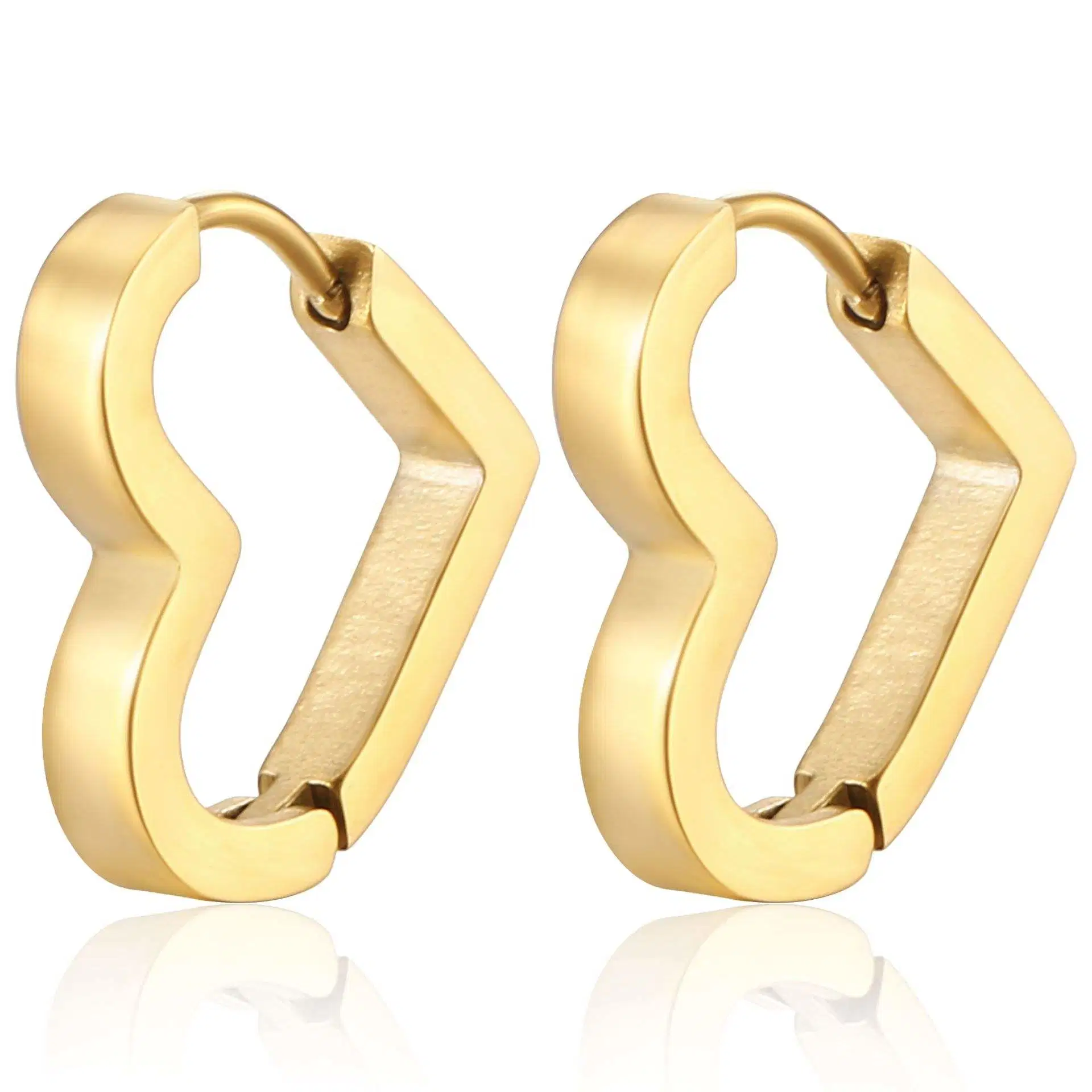 Heart Stainless Steel Gold and Silver Geometric Ear Buckle Oval Unisex Earrings