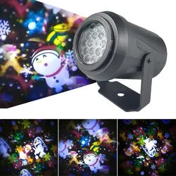 Navidad Snowflake 16 patrones Halloween LED disco Home Beroom Star Luz decoración interior lámpara de noche proyector láser