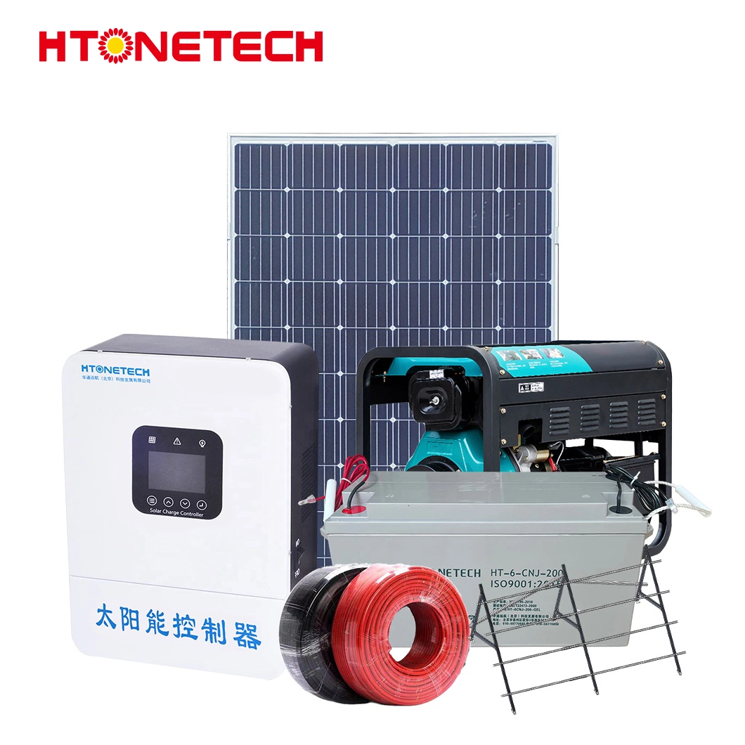 Htonetech off Grid Solar Power System Complete Kit 20kw China 90 Watt Monocrystalline Solar Panel PV Portable 8.5 kVA Diesel Generator 15000 Watt Solar System