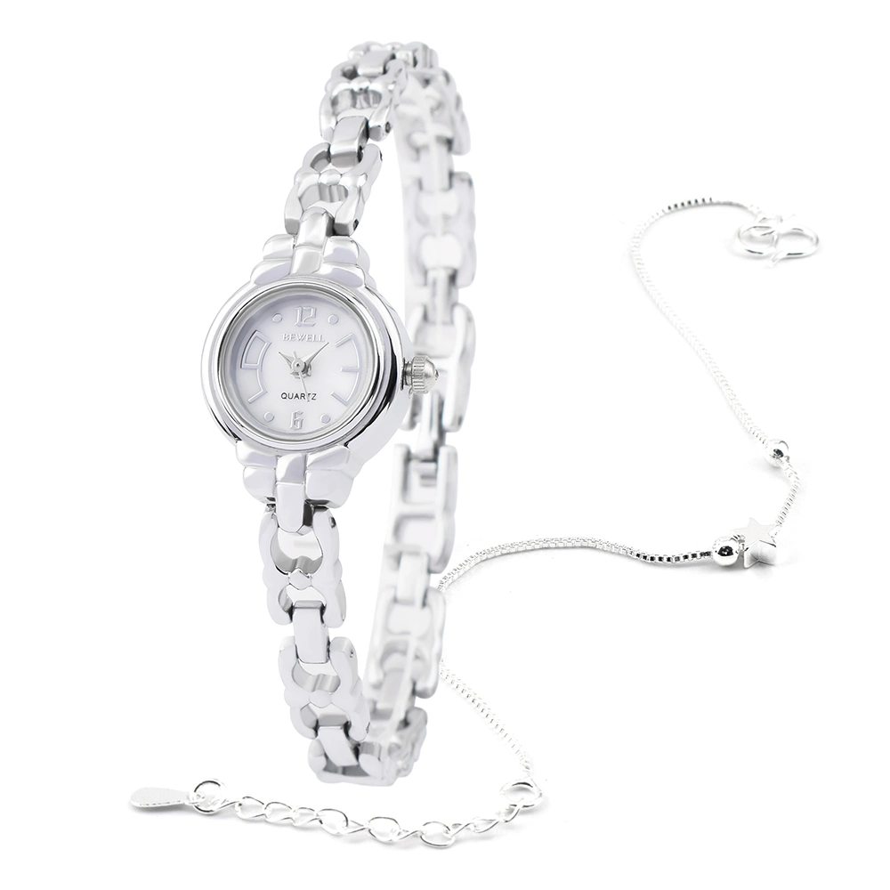 Bewell moda regalo elegante carcasa de acero inoxidable Dial Rp&amp;Las mujeres de la banda de muñeca reloj de cuarzo&amp;CONJUNTO DE PULSERA