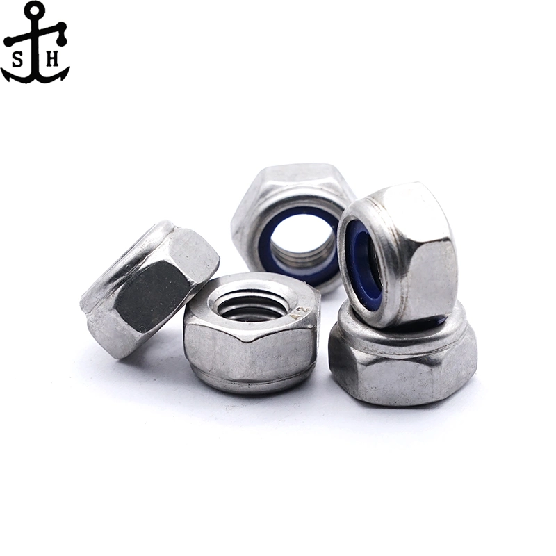 Hardware Fasteners Metal Stainless Steel M6 M8 M10 Nylock Nylon Nyloc Insert Lock Nut Nuts DIN985