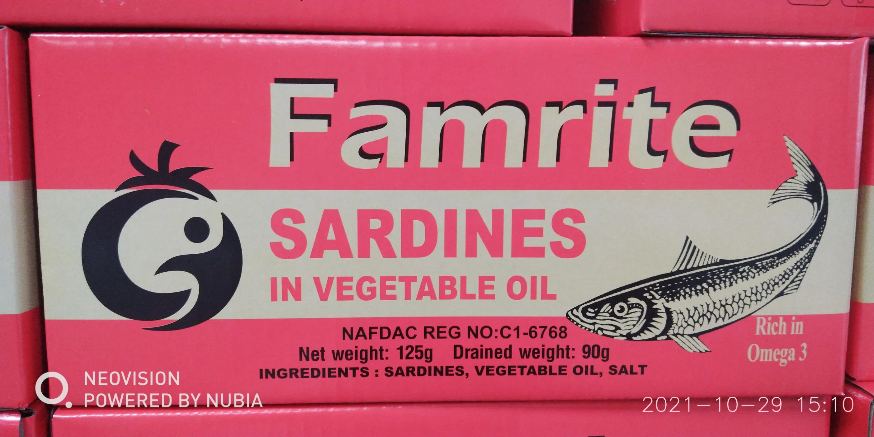 Comercio al por mayor Conservas de Pescado sardinas enlatadas Conservas de Pescado mejor Sardina 125g*50 en el aceite 100%