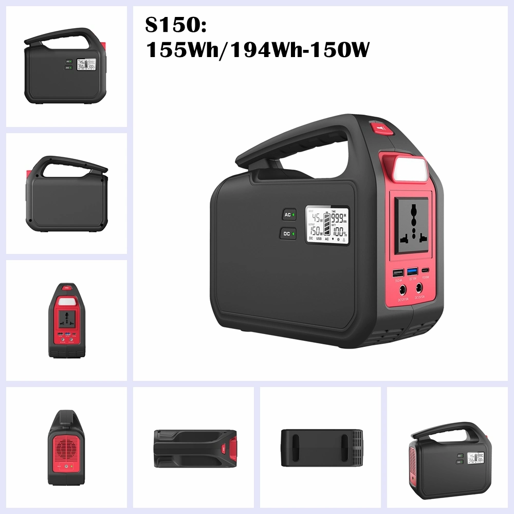 155wh150W Station d'alimentation portable à énergie solaire pour la recharge à domicile en extérieur.