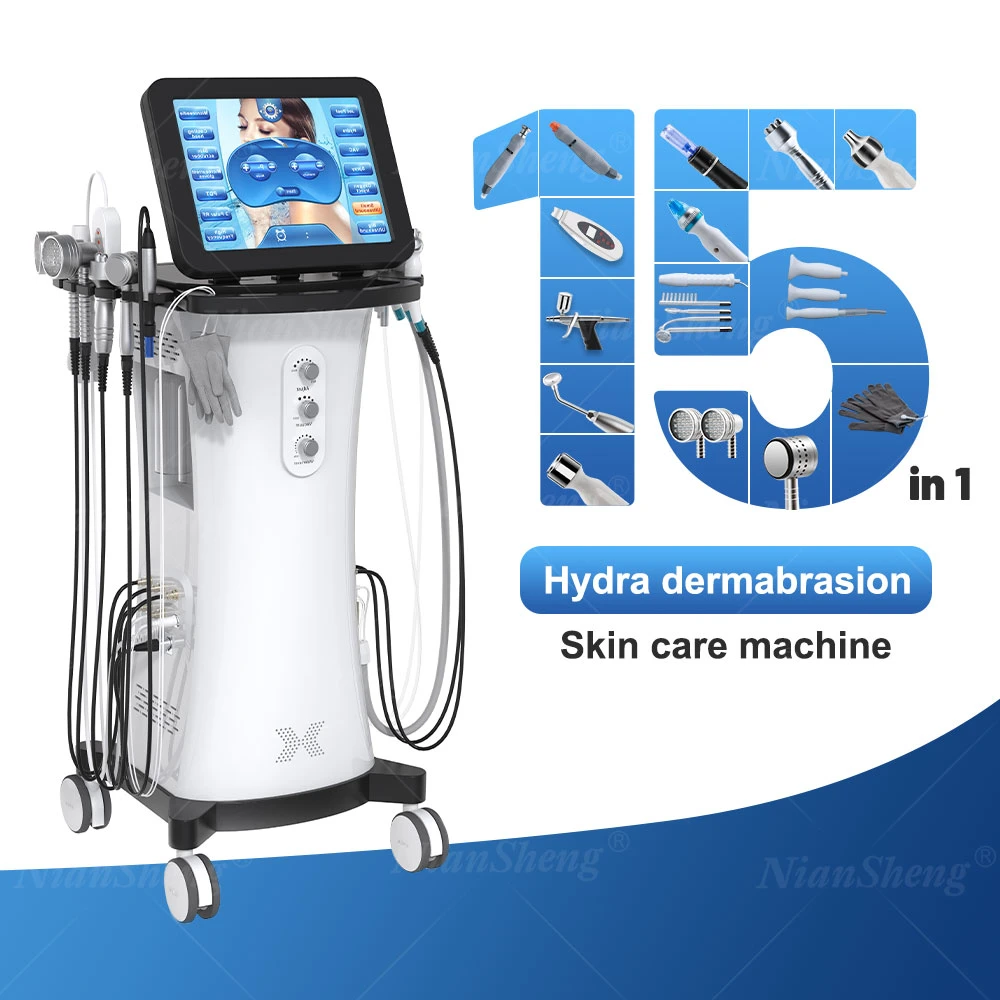 15 in 1 Hidra Dermabrasion Aqua Peeling Hidrafacials Maschine Diamant Peeling Microdermabrasion Sauerstoffstrahl-Ausrüstung Vertikale Hautpflege Microdermabrasion