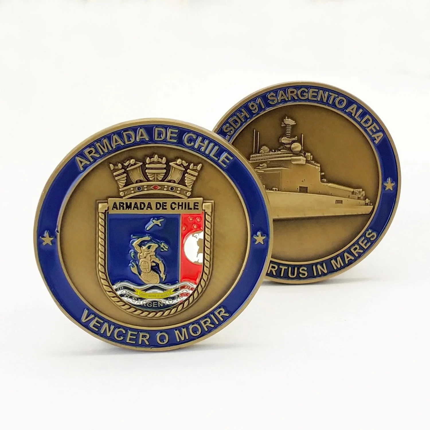 Artesanías de Metal de Chile personalizadas de fábrica, monedas de recuerdo conmemorativas 3D, regalo promocional, colección militar de la Marina del ejército,