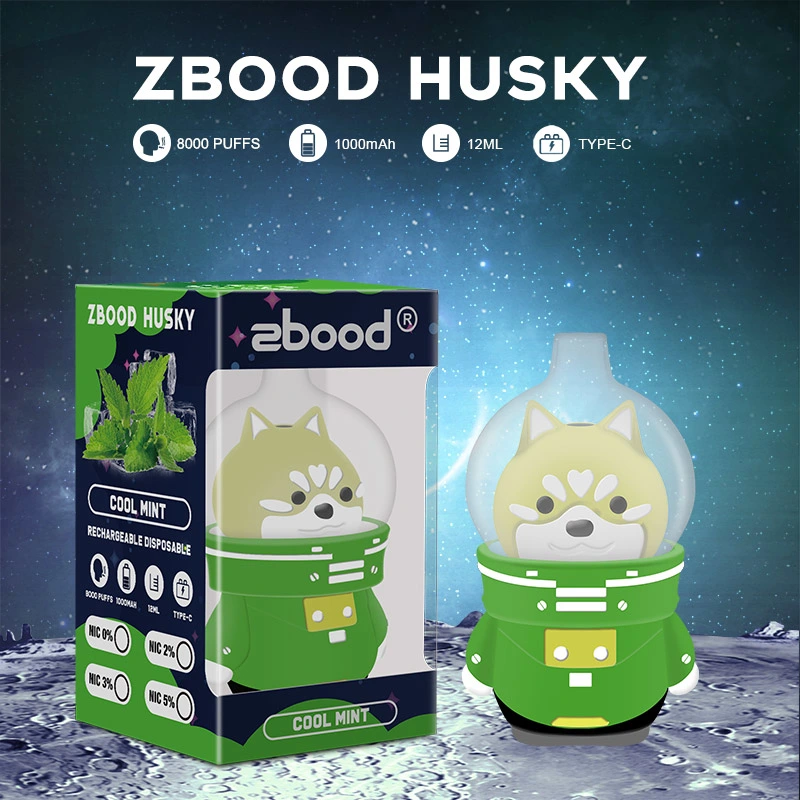 Personalizar Zbood Husky 8000 Puff lindo Vape recargables al por mayor de zinc de carbono E Cargador de batería narguile desechables Vape