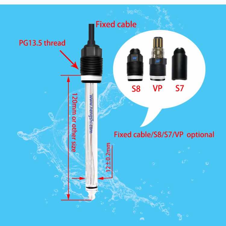 Sonda de pH com sensor de pH Electode de vidro industrial online para Águas residuais