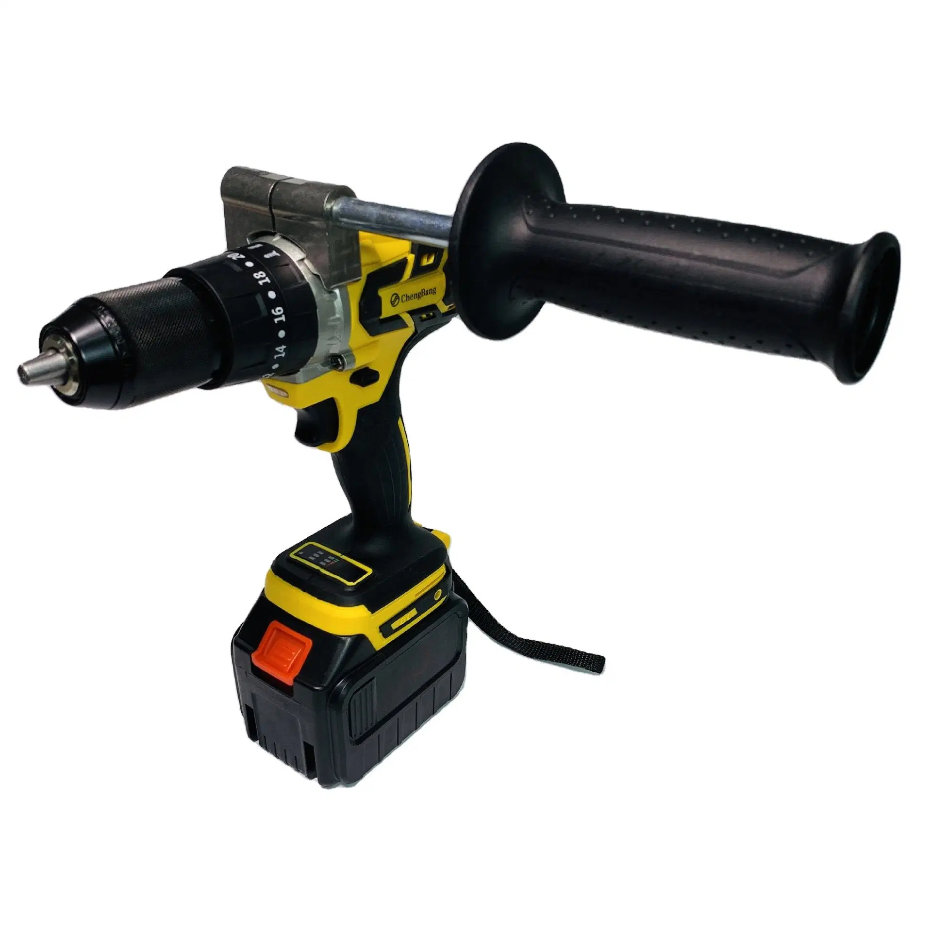 Yellow High Power Lithium Brushless Impact Drill Rechargeable Cordless Electric Hand