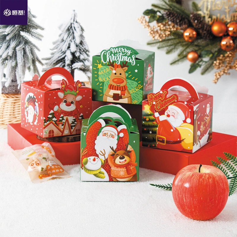 Christmas Apple Red/Green Candy Gift Package Decorations Cardboard Box with Paper Bag