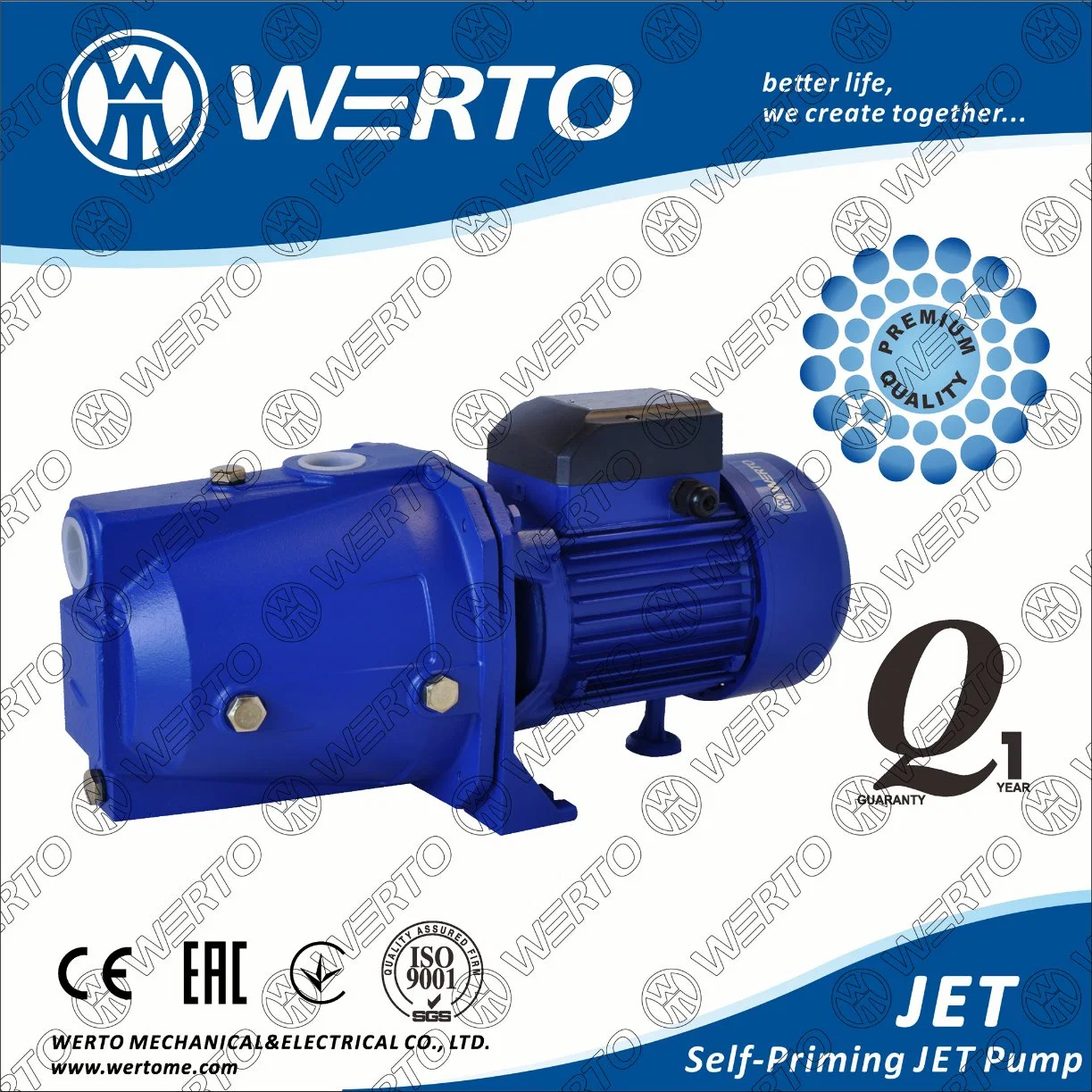 Werto 0,4kw 0,5HP 1′ ′ × 1′ ′ Zoll Jet60b Selbstansaugende Jet Clean Water Pumpe Für Den Hausgebrauch &amp; Gartenbewässerung