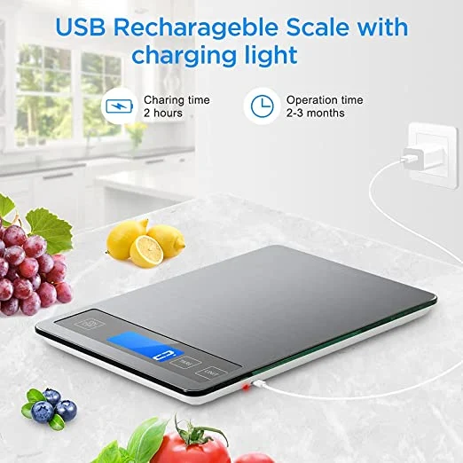 Digital Kitchen Scale Weight Grams and Oz for Cooking Baking, 1g/0.1oz Precise Graduation, 5 Units Conversion, Tare Function, Waterproof 15kg