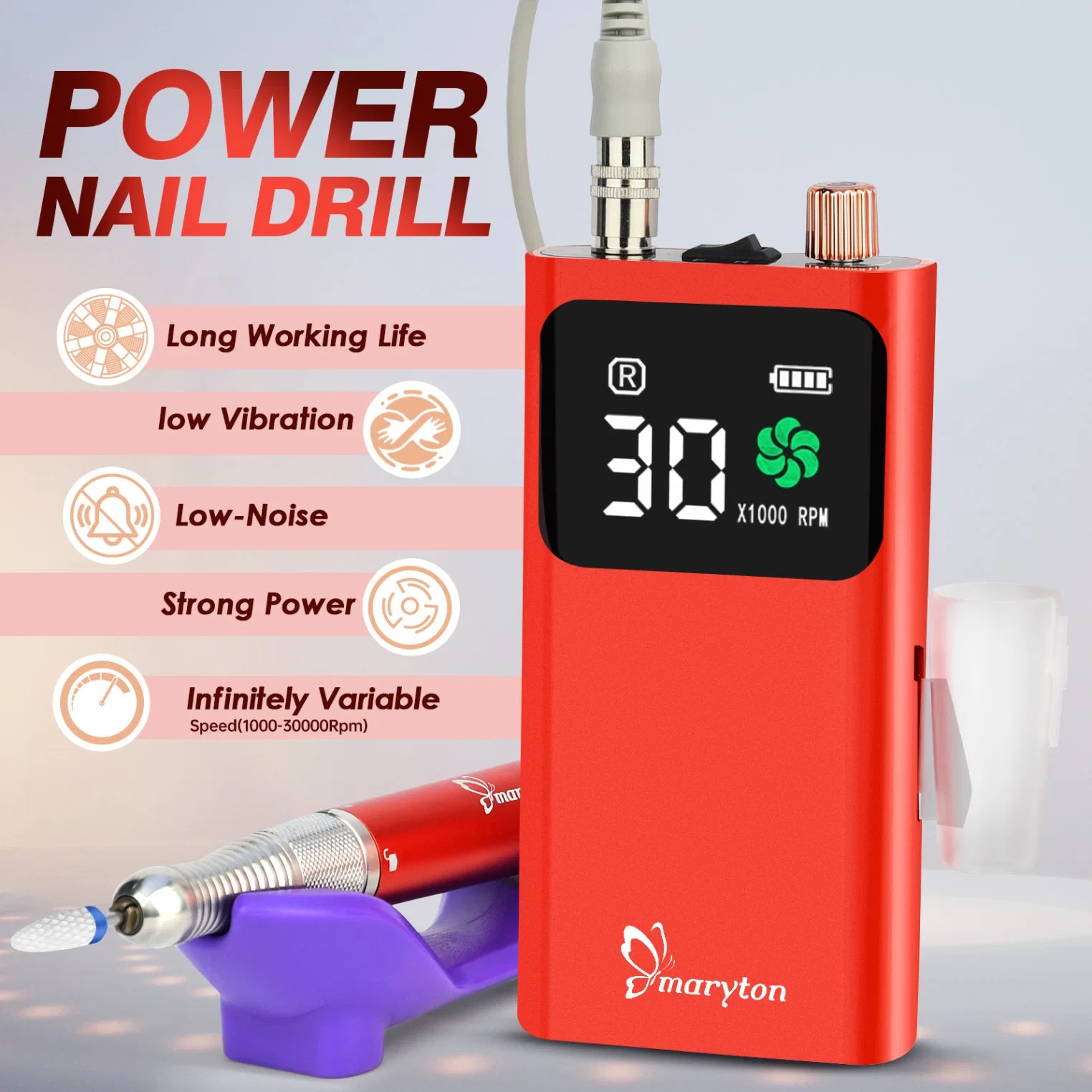 Portable Electric Nail File with 12 Drill Bits for Nails Electric Nail Drills for Acrylic