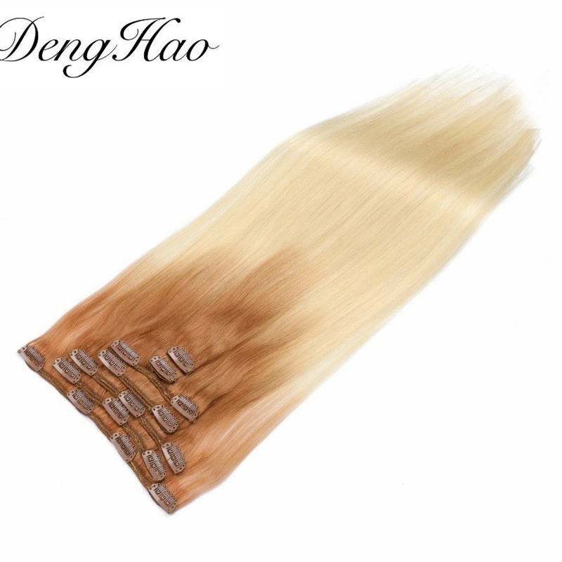 Gerade Piano Farbe Human Hair Extensions Clip in