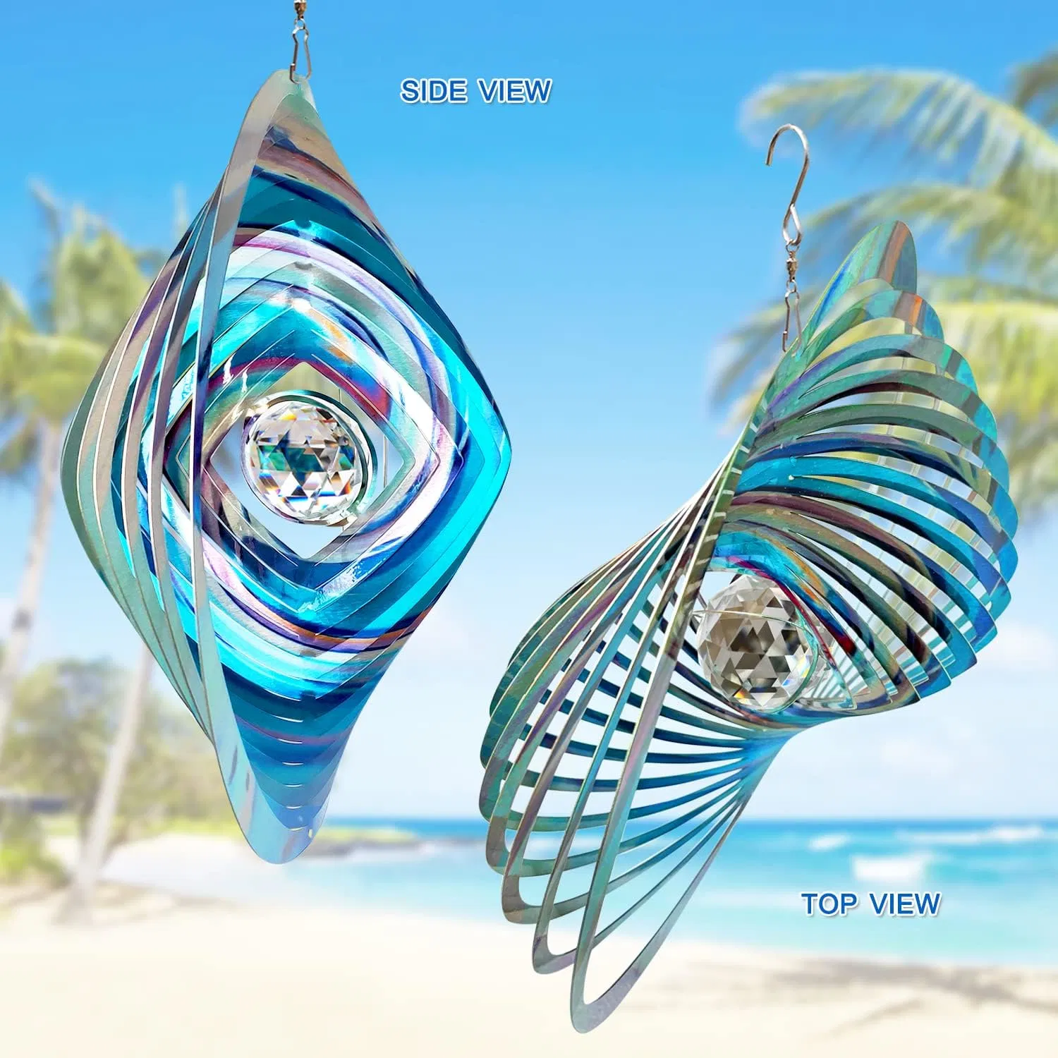 Crystal Ball 3D Stainless Steel Hanging Worth Gift Christmas Decoration Wind Spinner