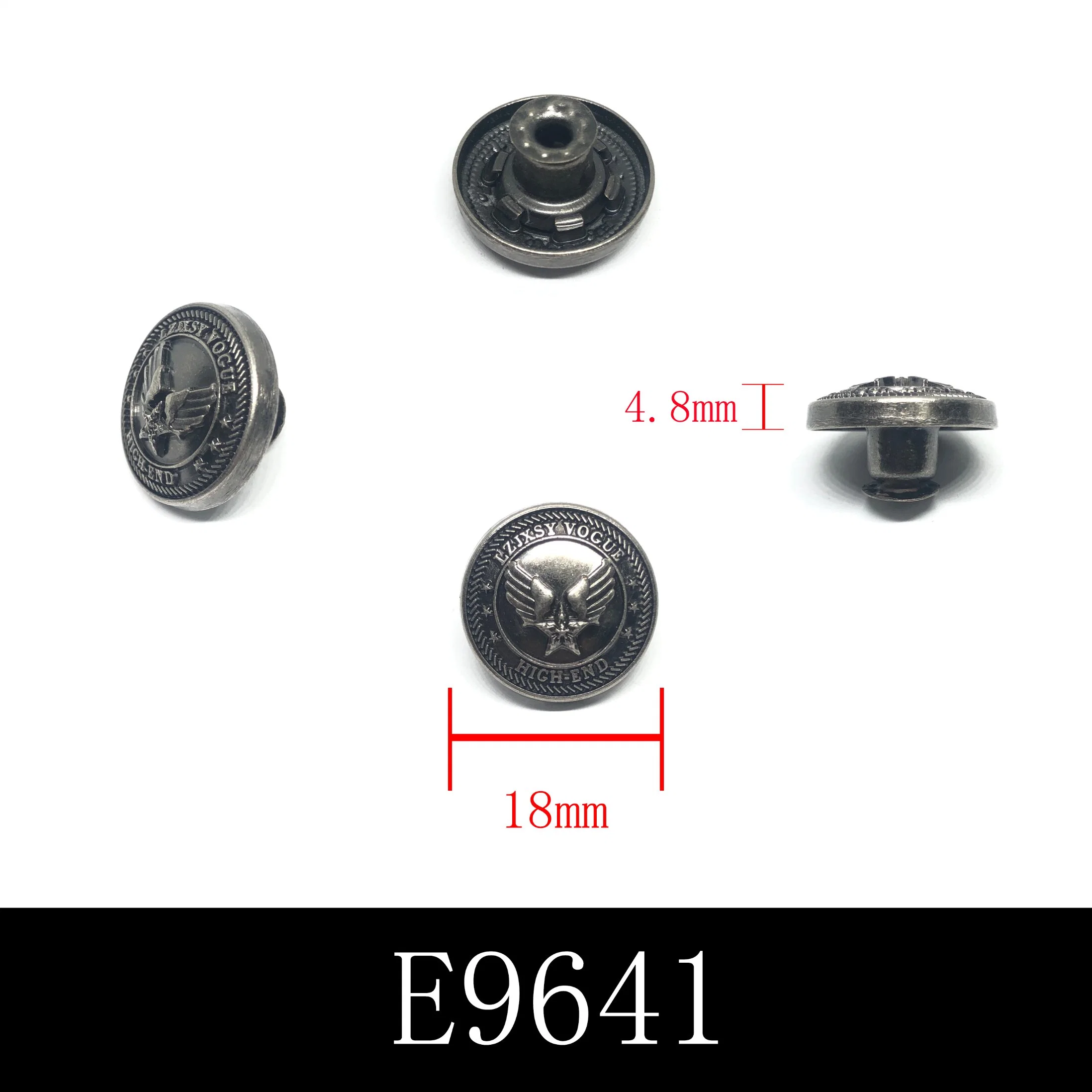 Garment Processing Accessories Different Shapes Metal Alloy Shank Button with Brand Logo