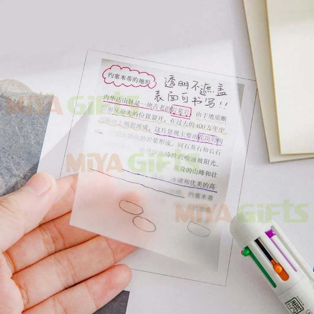 Notas aderentes à prova de água, semi-transparentes, personalizadas para animais de estimação, transparentes Blocos de Notas personalizados com sinalizadores de Página